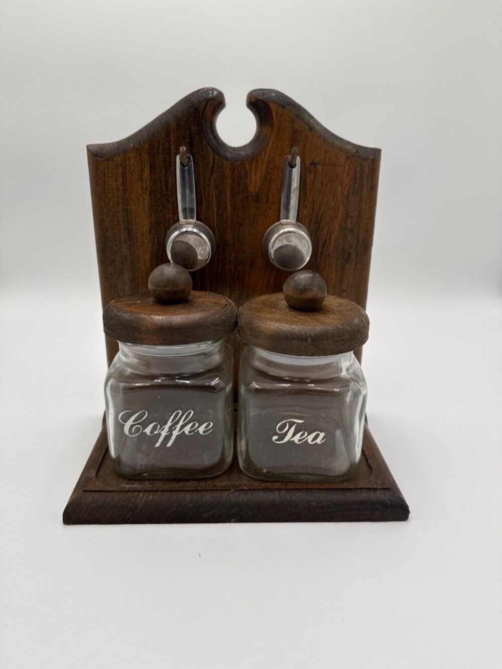Vintage Wooden CoffeeTea Canister Set Glass Jars Wood Grandmacore Cottagecore
